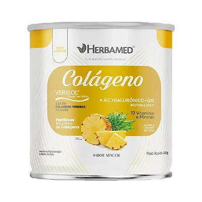 HERBAMED - COLAGENO VERISOL + AC HIALURONICO + Q10 + 17 VITAMINAS E MINERAIS SABOR ABACAXI 200G
