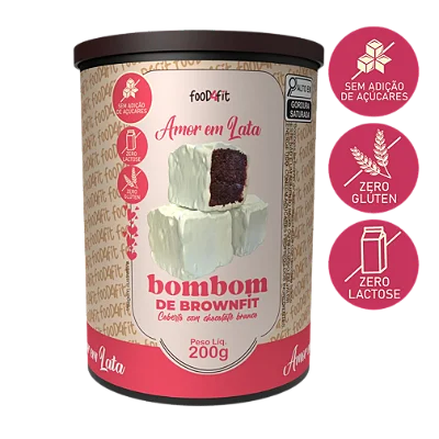 FOOD4FIT - AMOR EM LATA - BOMBOM DE BROWNIE COM CHOCOLATE BRANCO ZERO