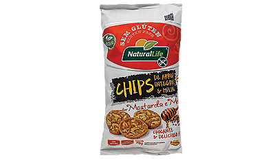 NATURAL LIFE - CHIPS DE ARROZ INTEGRAL 70G MOSTARDA MEL SEM GLÚTEN