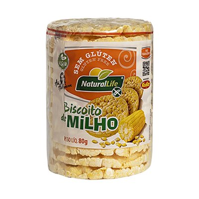 NATURAL LIFE - BISCOITO DE MILHO GRANDE 80G SEM GLÚTEN