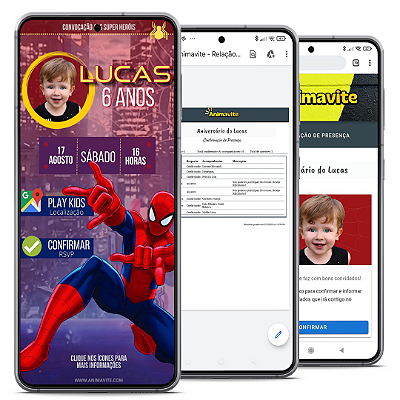 Convite Digital Interativo Herois - Homem Aranha- Hulk - Homem de Ferro - Mulher Maravilha - Os Incríveis