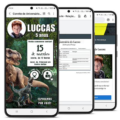 Convite de Aniversário Digital e Interativo com Tema de Dino Baby e Jurassic World