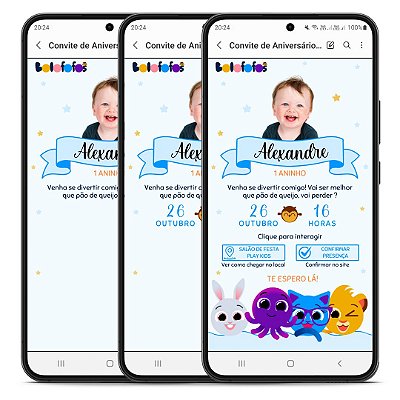 Convite  Animado Bolofofos - Interativo Com Sistema de Confirmar