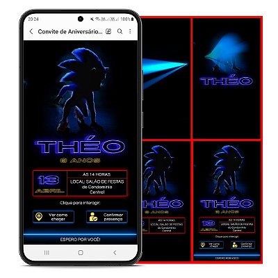 Convite Animado Sonic - Interativo C/ Sistema Confirmar