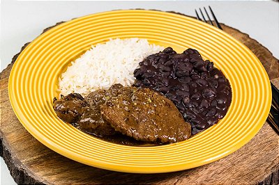 Filé mignon ao molho de mostarda + Arroz Branco + Feijão Preto Light (390g)