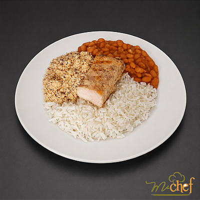 Lombo de Pirarucu Grelhado + Arroz Branco + Feijão Carioquinha + Farofa Crocante (410g) | Embalado a Vácuo
