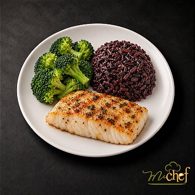 Lombo de Pirarucu Grelhado + Arroz Negro + Brócolis (340g) | Embalado a Vácuo