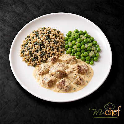Filé Mignon ao Molho de Gorgonzola + Arroz Integral com Espinafre + Ervilhas Frescas (320g) | Embalado a Vácuo