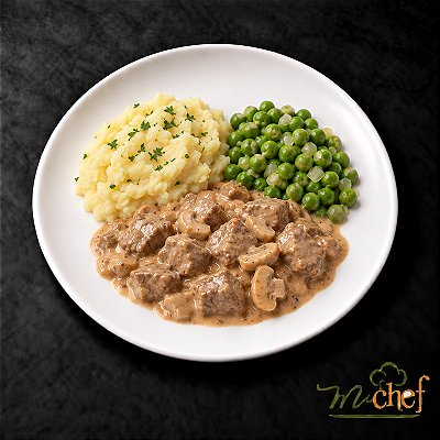Estrogonofe de Filé Mignon + Purê de Batata Inglesa + Ervilhas Frescas (320g) | Embalado a Vácuo