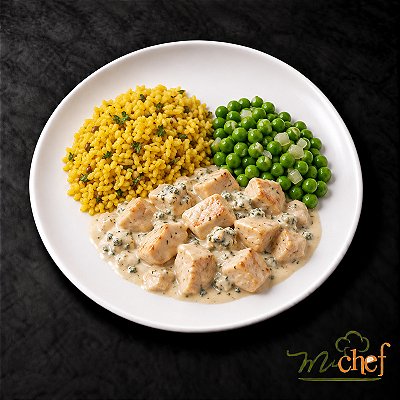 Frango ao Molho Gorgonzola + Arroz Integral com Cúrcuma + Ervilhas Frescas (320g) | Embalado a Vácuo