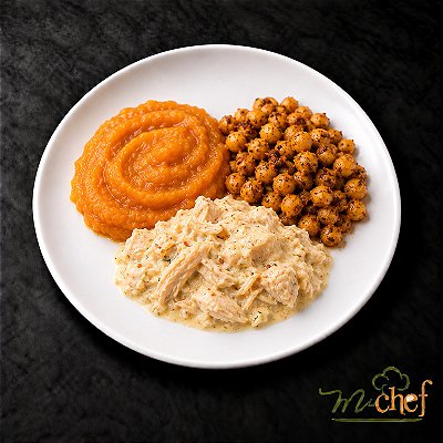 Fricassê de Frango + Purê de Abóbora com Gengibre + Grão-de-Bico com Açafrão (340g) | Embalado a Vácuo
