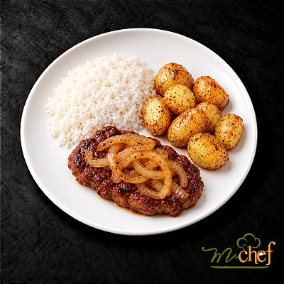 Filé Mignon Acebolado + Arroz Branco + Batatas Sauté (340g) | Embalado a Vácuo