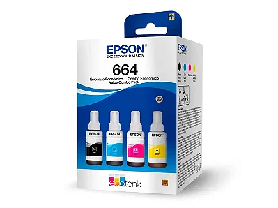 Kit Epson Refil de Tinta com 4 Cores - T664520-4P