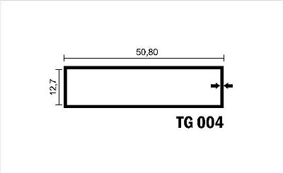 TG-004 tubo retangular de 50,8 x 12,7 3,10 kg barra 6,00 ml