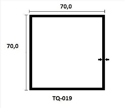 TQ-019 tubo quadrado 70 x 70 12,24 kg barra 6,00 ml