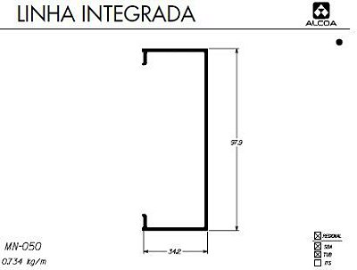MN-050 4.13 KG/ BARRA 6,00 ML PARA JANELA INTEGRADA AUTOMATIZADA