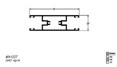 MN-027 6.25 KG/ BARRA 6,00 ML PARA JANELA INTEGRADA AUTOMATIZADA