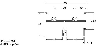 25-584 5.562 kg por barra 6,00 ml linha 25 esquadria de aluminio