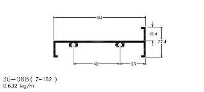 30-068 3.79 KG POR BARRA 6,00 ML LINHA 30  ESQUADRIA DE ALUMINIO