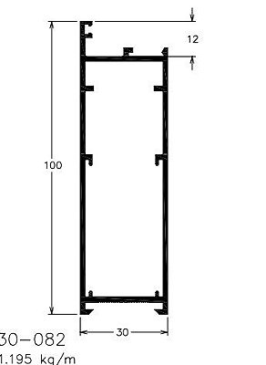 30-082  7.17 KG POR BARRA 6,00 ML LINHA 30  ESQUADRIA DE ALUMINIO