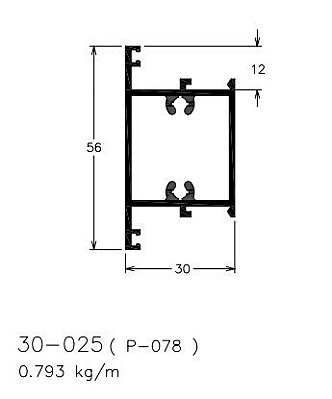 30-025 4.75 KG POR BARRA 6,00 ML LINHA 30  ESQUADRIA DE ALUMINIO
