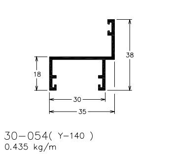 30-054  2.61 KG POR BARRA 6,00 ML LINHA 30  ESQUADRIA DE ALUMINIO
