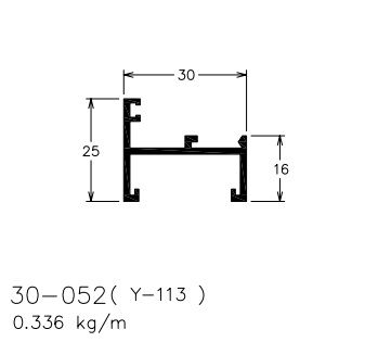 30-052  2.01 KG POR BARRA 6,00 ML LINHA 30  ESQUADRIA DE ALUMINIO