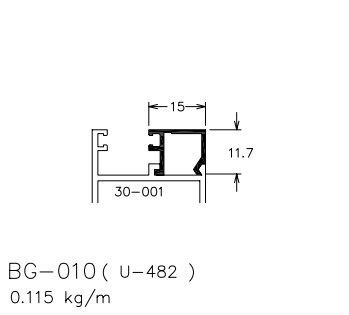BG-010  0.69 KG POR BARRA 6,00 ML LINHA 30  ESQUADRIA DE ALUMINIO