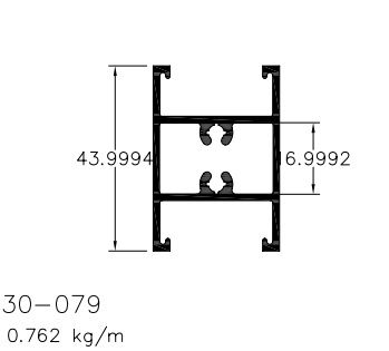30-079  4.57 KG POR BARRA 6,00 ML LINHA 30  ESQUADRIA DE ALUMINIO