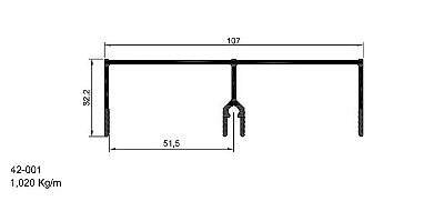42-001  6.12 KG POR BARRA 6,00 ML LINHA 42  ESQUADRIA DE ALUMINIO