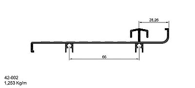 42-002  7.51 KG POR BARRA 6,00 ML LINHA 42  ESQUADRIA DE ALUMINIO