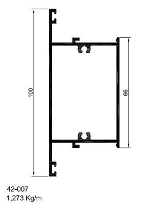 42-007 7.63 KG POR BARRA 6,00 ML LINHA 42  ESQUADRIA DE ALUMINIO