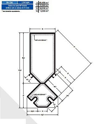 FA-236 14.18 KG POR BARRA 6,00 FACHADA ATLANTA  ESQUADRIA DE ALUMINIO