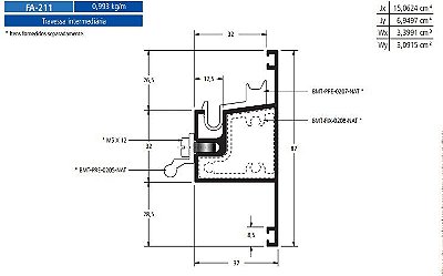 FA-211 5.95 KG POR BARRA 6,00 FACHADA ATLANTA  ESQUADRIA DE ALUMINIO