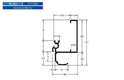 FA-253 4.27 KG POR BARRA 6,00 ML FACHADA ATLANTA  ESQUADRIA DE ALUMINIO