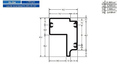 FA-264 7.36 KG POR BARRA 6,00 FACHADA ATLANTA  ESQUADRIA DE ALUMINIO