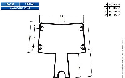 FA-332 11.04 KG POR BARRA 6,00 ML FACHADA ATLANTA  ESQUADRIA DE ALUMINIO