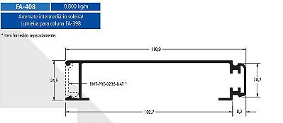 FA-408 4.80 KG POR BARRA 6,00  FACHADA ATLANTA ESQUADRIA DE ALUMINIO