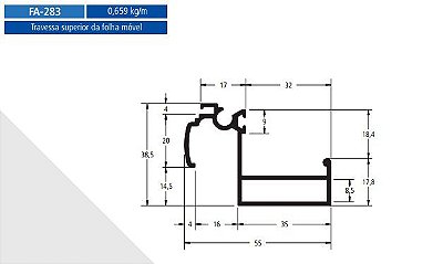 FA-283  3.95 KG POR BARRA 6,00  FACHADA ATLANTA ESQUADRIA DE ALUMINIO