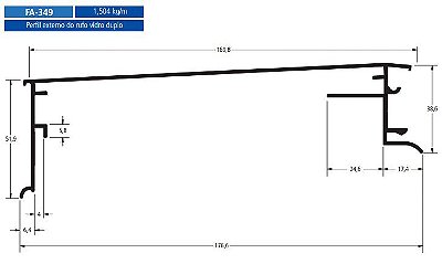FA-349  9,02 KG POR BARRA 6,00  FACHADA ATLANTA ESQUADRIA DE ALUMINIO