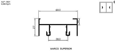 ALP-0931  3,57 KG POR BARRA 6,00  LINHA SP-20 ESQUADRIA DE ALUMINIO
