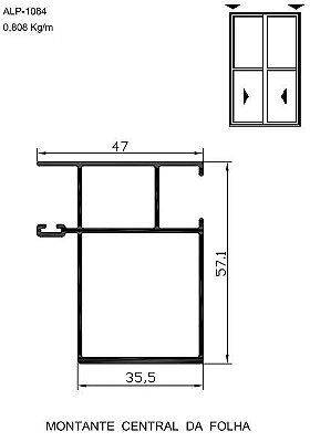 ALP-1084  4,84 KG POR BARRA 6,00 LINHA SP-20 ESQUADRIA DE ALUMINIO