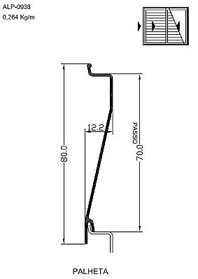 ALP-038  1,58KG POR BARRA 6,00 LINHA SP-20 ESQUADRIA DE ALUMINIO