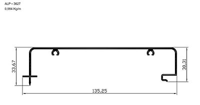 ALP-3627  5,96 KG POR BARRA 6,00 LINHA SP-20 ESQUADRIA DE ALUMINIO