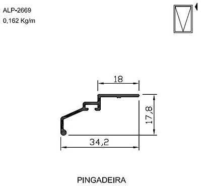 ALP-2669  0,97 KG POR BARRA 6,00 LINHA SP-20 ESQUADRIA DE ALUMINIO