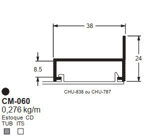 CM-060 1.65 KG POR BARRA 6,00 ML LINHA CONTRAMARCO (SU) ESQUADRIA DE ALUMINIO