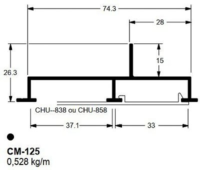 CM-125  3.16 KG POR BARRA 6,00 ML LINHA LS 25 A 90º (GO) ESQUADRIA DE ALUMINIO