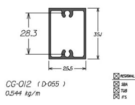 CG-012  3,26 KG BARRA 6,00 ML ESQUADRIA DE ALUMINIO