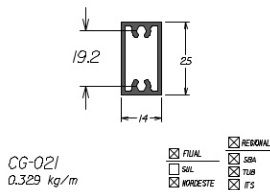 CG-021  1,97 KG BARRA 6,00 ML ESQUADRIA DE ALUMINIO