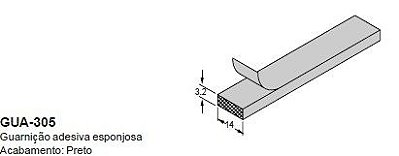 GUA-305-ESPUMA ADESIVA EM EVA PRETA 14 X 3mm(ROLO 20 MTS)